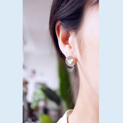 拉長石和珍珠圓圈耳釘耳環　～Armelle 第2張的照片