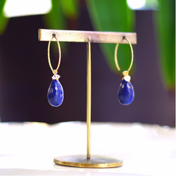 K10 pierced earring with Lapis Lapis Lazuri 第1張的照片