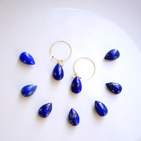 K10 pierced earring with Lapis Lapis Lazuri 第2張的照片