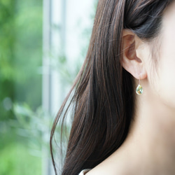 K18 Pierced earring with lemon quartz. 第3張的照片