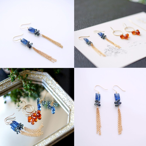 K18 Pierced earring with stone 第4張的照片