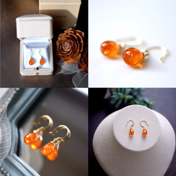 K18 Pierced earring with Mandarine Garnet 第2張的照片