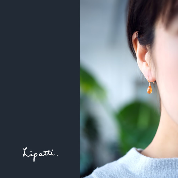 K18 Pierced earring with Mandarine Garnet 第3張的照片