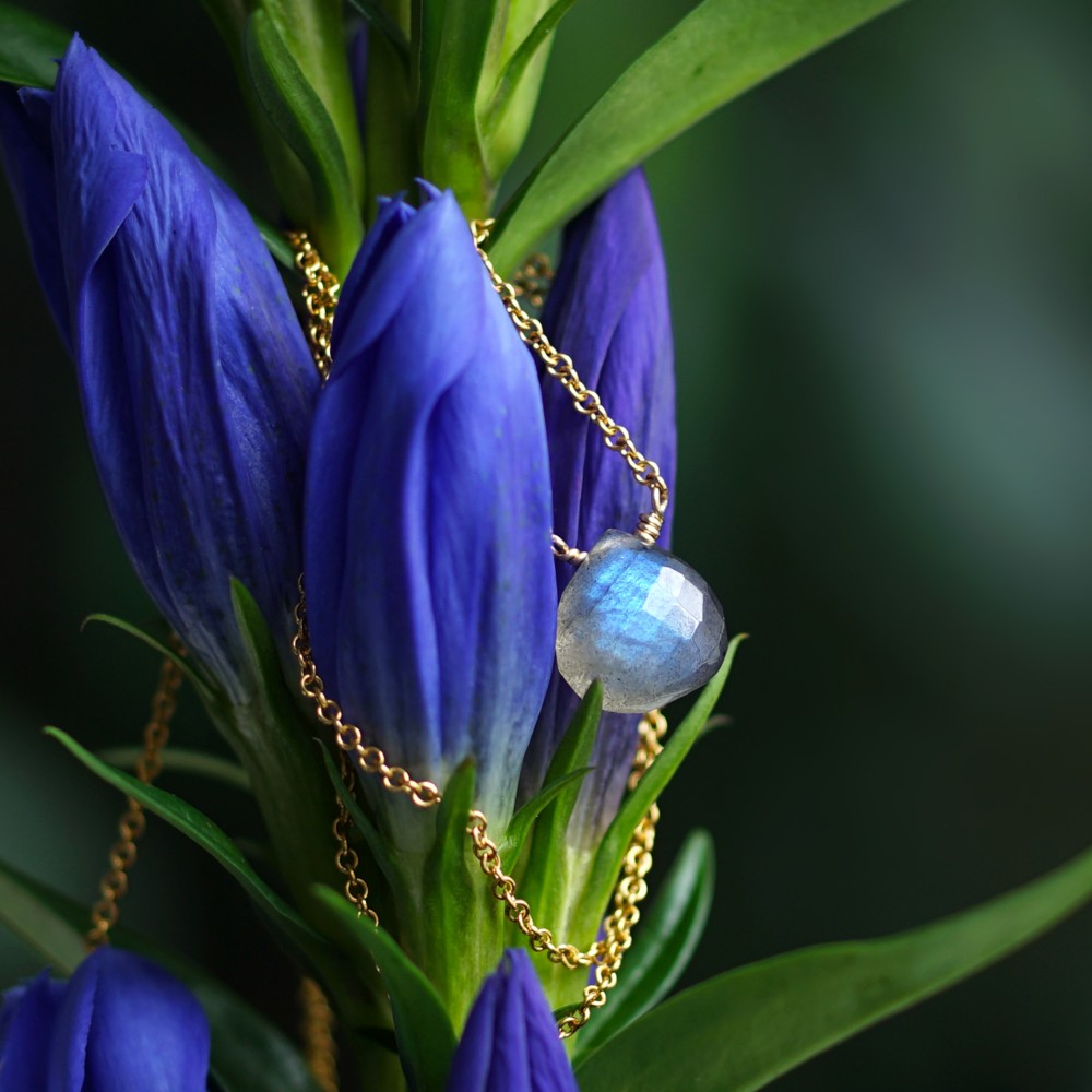 極上ラブラドライトのブリオレットマロンカットネックレス　～Delfina