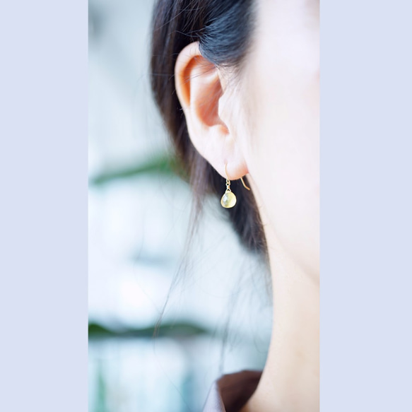 K10/K18  Pierced earring with Yellow Opal 第3張的照片