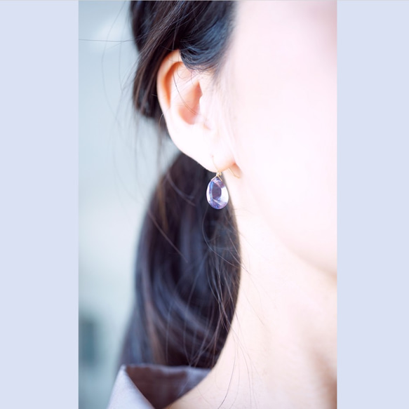 K18 Pierced earring with stone 第2張的照片