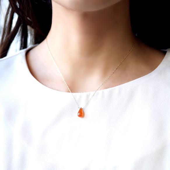 K10 40cm Neckrace with Mandarine Garnet 第2張的照片