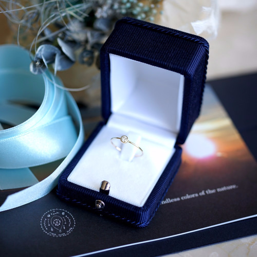 K18ダイヤモンドリング3mmラウンドブリリアントカット覆輪リング16号