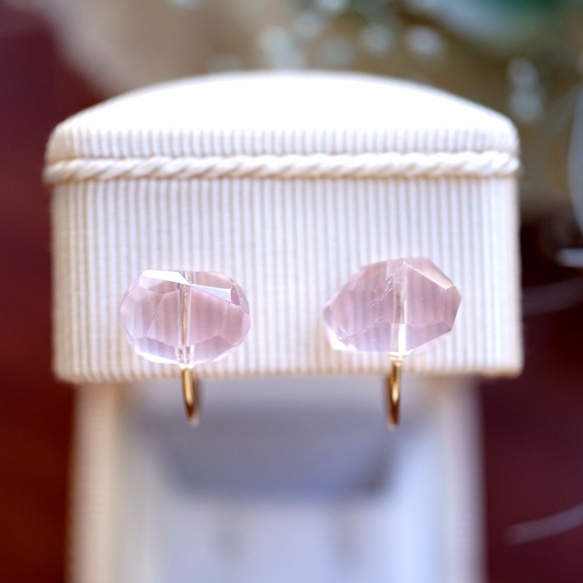 14KGF earring with Rose quartz. 第1張的照片