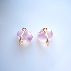 14KGF earring with Rose quartz. 第2張的照片