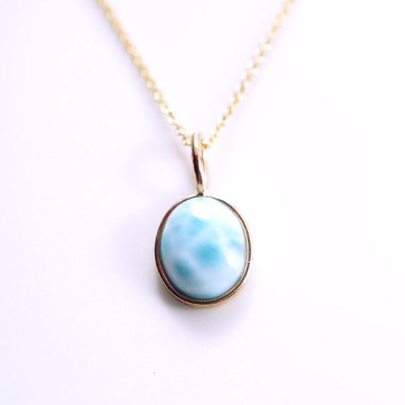 14KGF Neckrace with Larimar. 第2張的照片