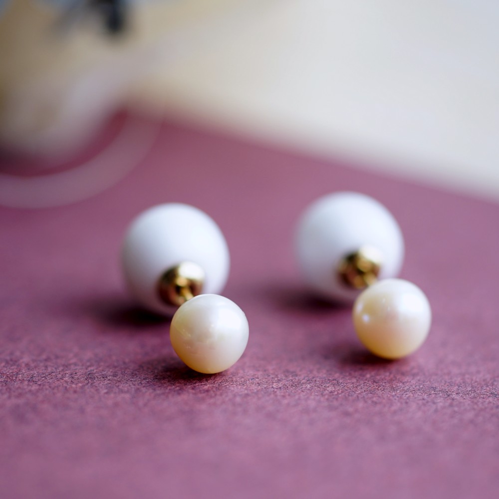 14Kgf★2way淡水パールピアス　～Celeste