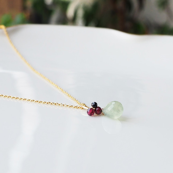 14KGF 40cm Necklace with Prehnite 第2張的照片