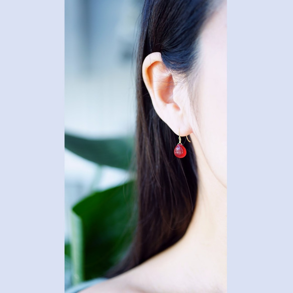 K10/K18 Pierced earring with Jade/dyed. 第3張的照片