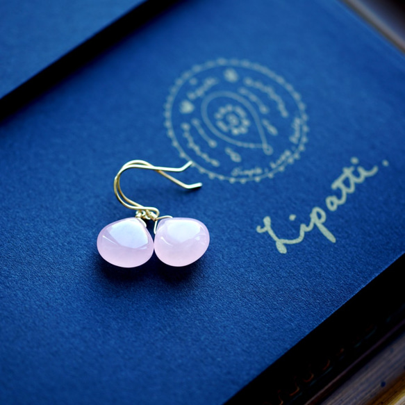 K10/K18 Pierced earring with Jade/dyed. 第2張的照片