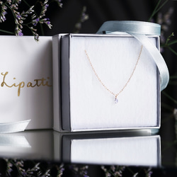 K18ダイヤモンドのブリオレットドロップ一粒ネックレス　～Mariette 8枚目の画像