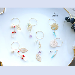 14KGF Pierced earring  with White natural stones. 第6張的照片
