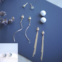 14KGF Pierced earring with natural stones. 第1張的照片