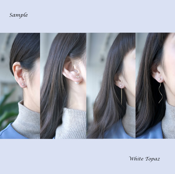 14KGF Pierced earring with natural stones. 第2張的照片
