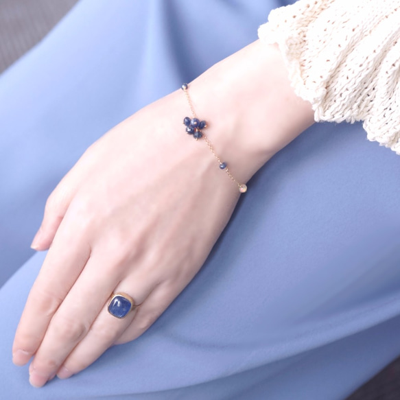 14KGF 19cm Bracelet with Opal/Sapphire. 第1張的照片