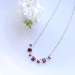 14KGF 40cm Neckrace with Garnet. 第3張的照片