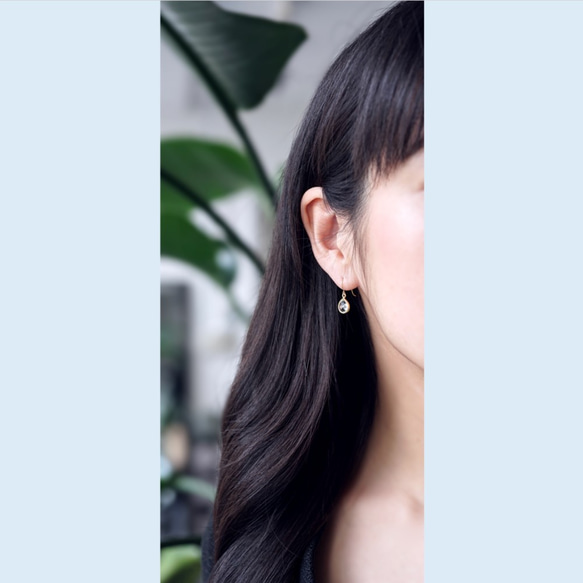 K10/K18 Pierced earring with Green amethyst. 第2張的照片