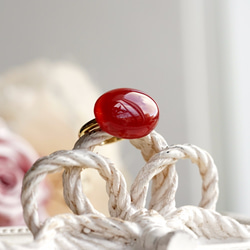Free size Ring with stone/Red Agate 第2張的照片