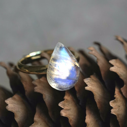 Free size Ring with stone/White Labradorite. 第1張的照片