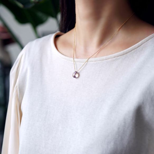 14KGF Neckrace with Stone : Quartz group Ametrine 第3張的照片