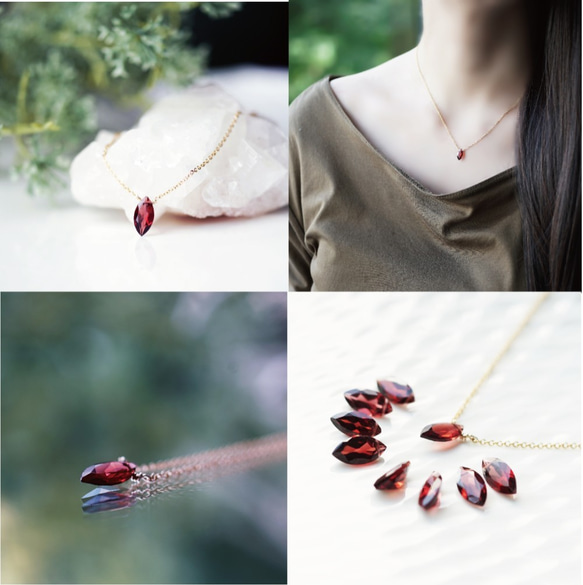 14KGF 40cm Necklace with Garnet. 第4張的照片