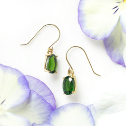 K10/K18 Pierced earring with Chrome diopside. 第7張的照片