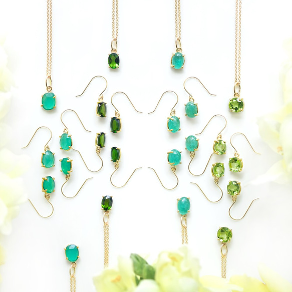 K10/K18 Pierced earring with Chrome diopside. 第10張的照片