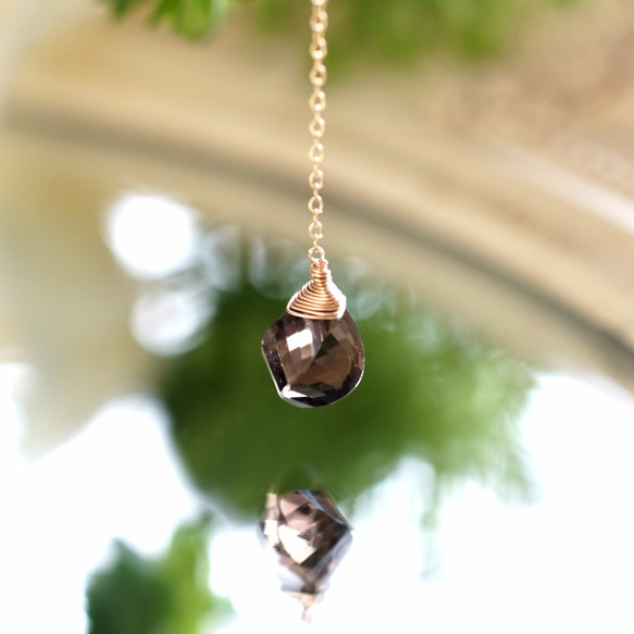 ☆ツイストカットスモーキークォーツと淡水真珠のネックレス　～Pascale 3枚目の画像