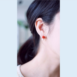14KGF Pierced earring with coral 第4張的照片