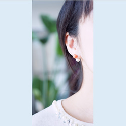 14KGF Pierced earring with coral 第3張的照片