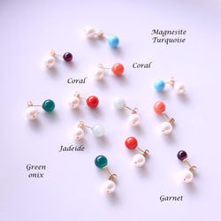 14KGF Pierced earring with coral 第5張的照片