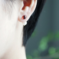 玫瑰切割石榴石珍珠耳環 - Lola 第3張的照片