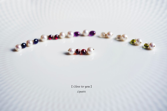 玫瑰切割石榴石珍珠耳環 - Lola 第7張的照片