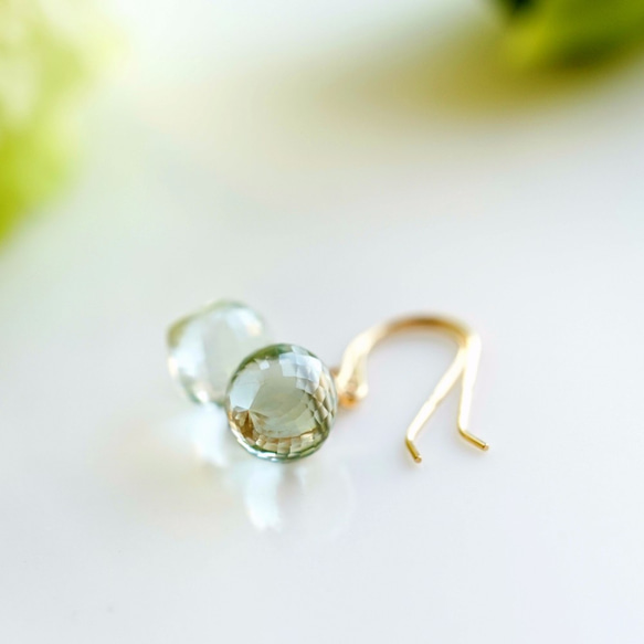 K18 Pierced earring with Green Amethyst 第3張的照片