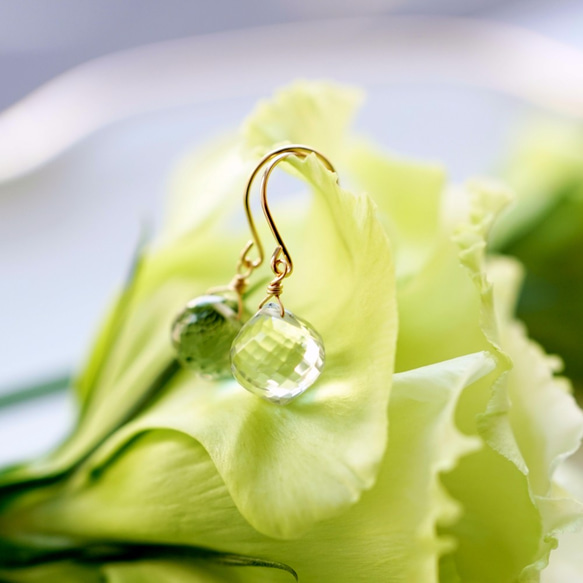 K18 Pierced earring with Green Amethyst 第4張的照片