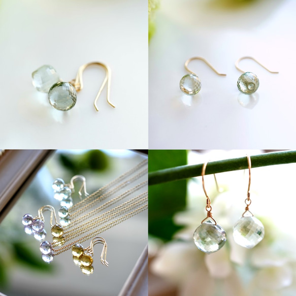 K18 Pierced earring with Green Amethyst 第5張的照片