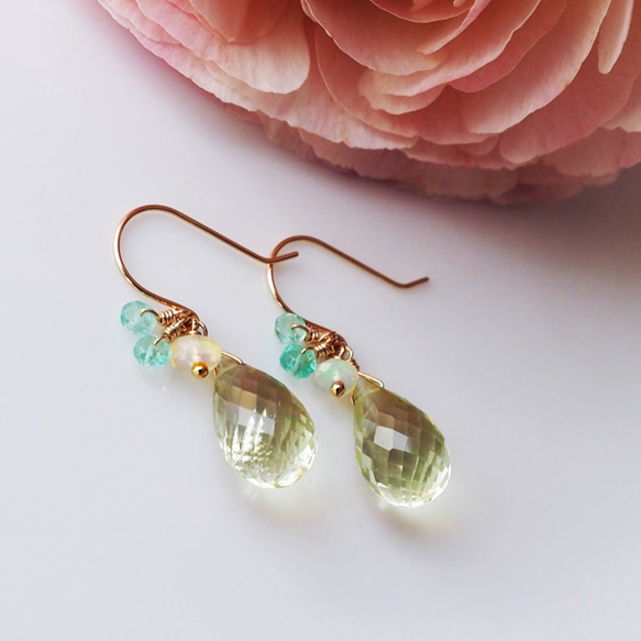 K18 Pierced earring with Lemon quartz 第1張的照片