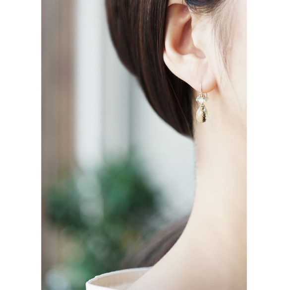 K18 Pierced earring with Lemon quartz 第6張的照片
