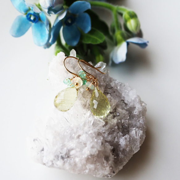 K18 Pierced earring with Lemon quartz 第7張的照片