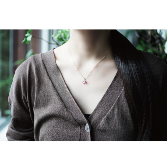 14KGF 40cm Necklace with Pink Tourmarine. 第2張的照片