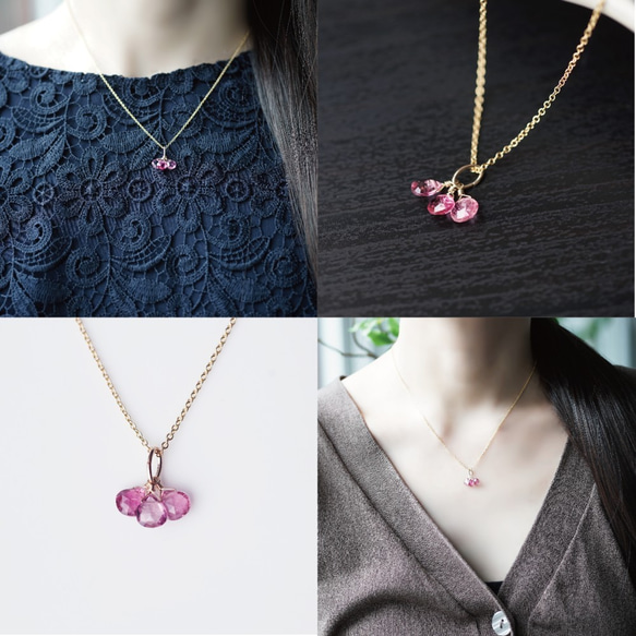 14KGF 40cm Necklace with Pink Tourmarine. 第4張的照片