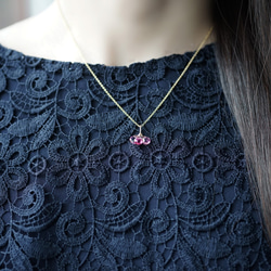 14KGF 40cm Necklace with Pink Tourmarine. 第9張的照片