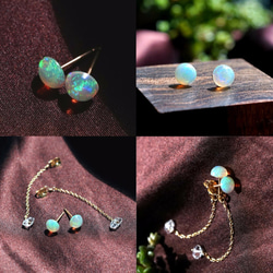 14KGF pierced earring with Opal and Herkimer diamond. 第4張的照片