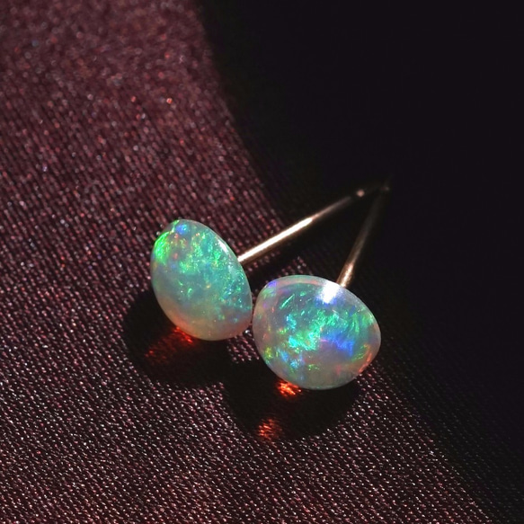 14KGF pierced earring with Opal and Herkimer diamond. 第7張的照片