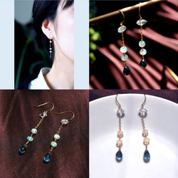 K18 pierced earring with Topaz,Opal, and Herkimer diamond. 第4張的照片